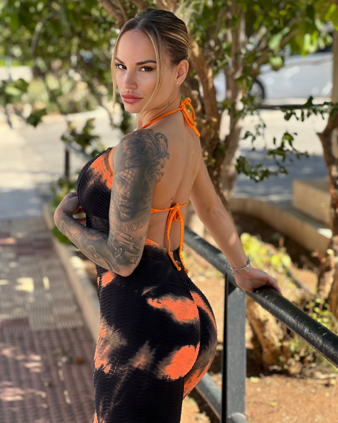 TIEDYE LONG BROCADE JUMPSUIT orange