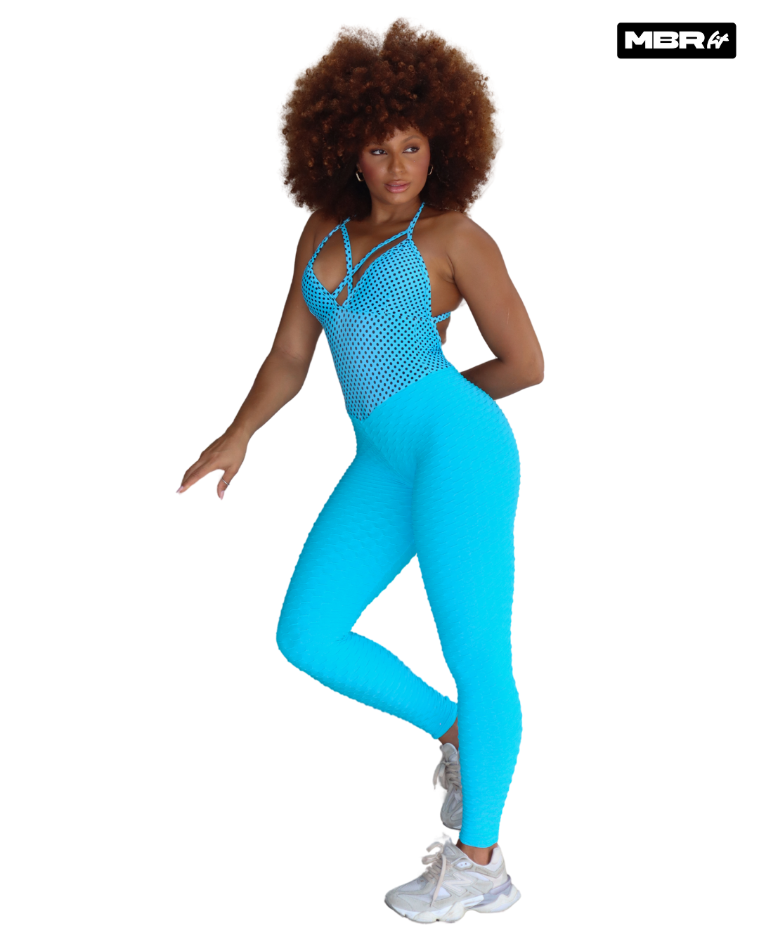 MONO LARGO BROCADO LUNARES AZUL (fruncido)