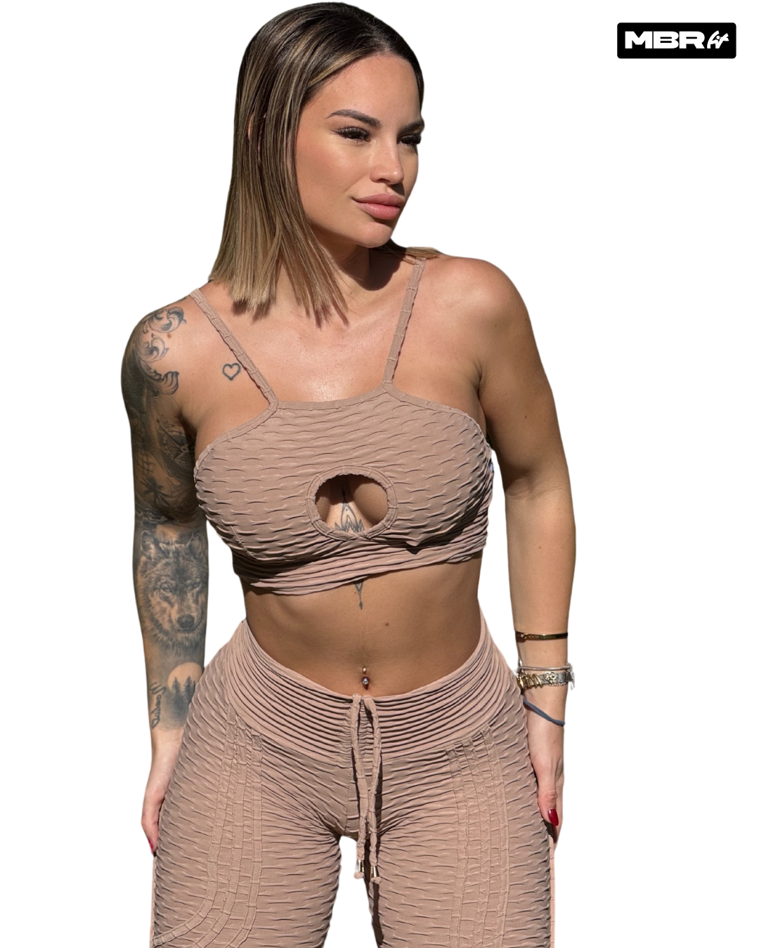 BEIGE STRIPED BROCADE SET