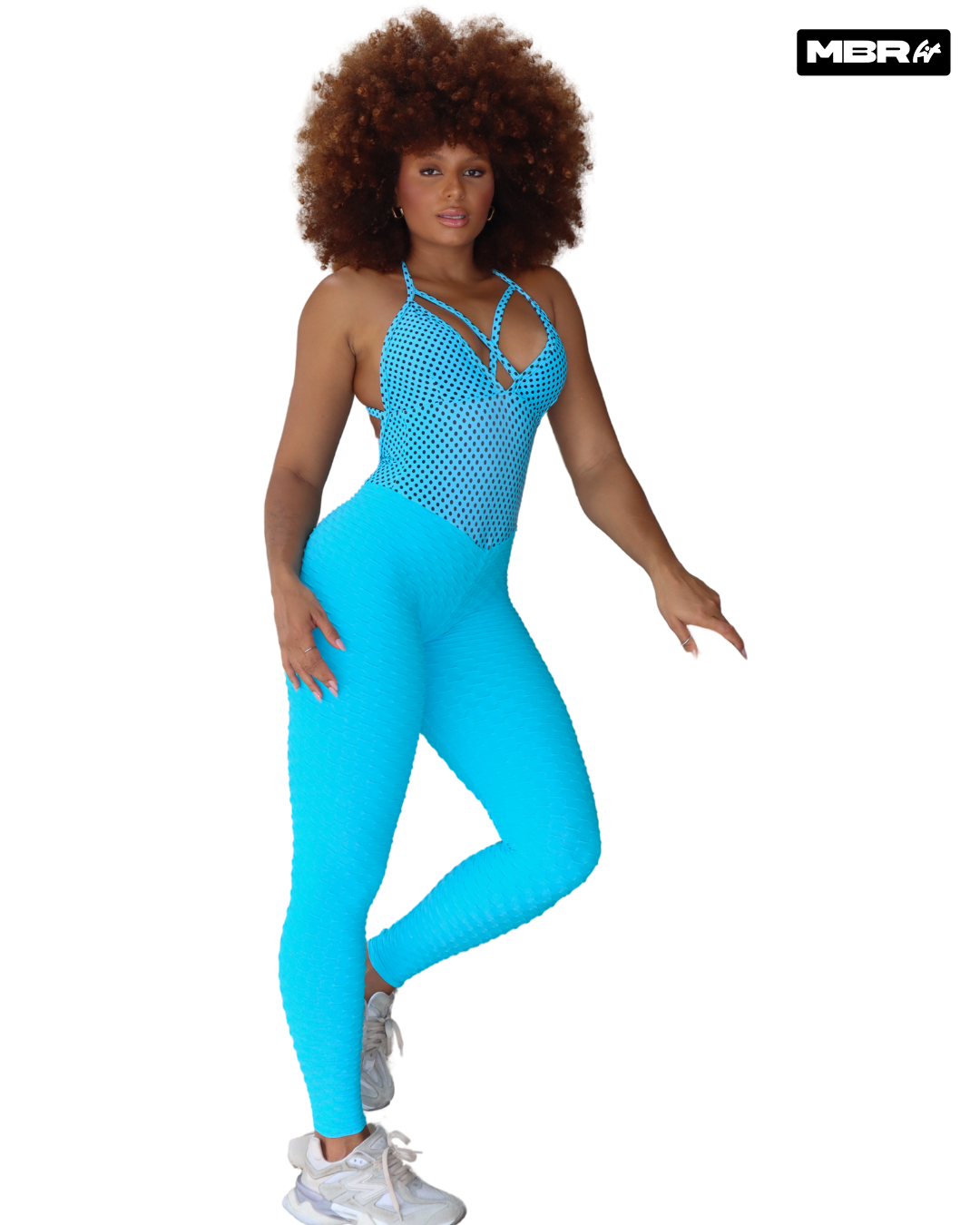 MONO LARGO BROCADO LUNARES AZUL (fruncido)