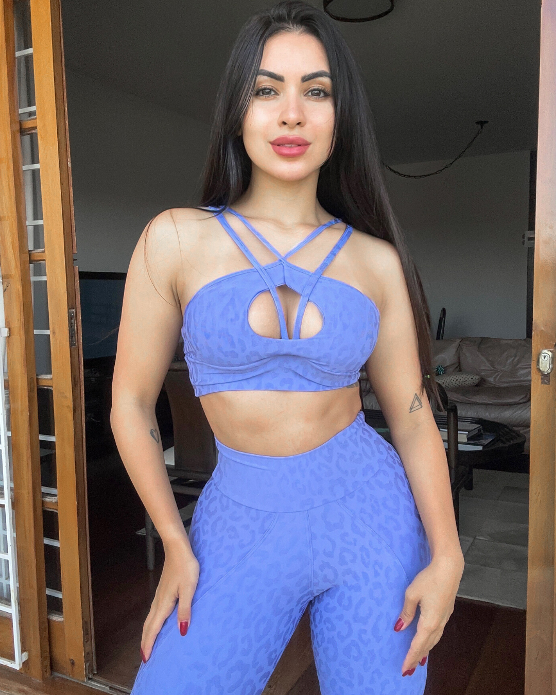 SET LEOPARDO SHINE TIRAS LILA