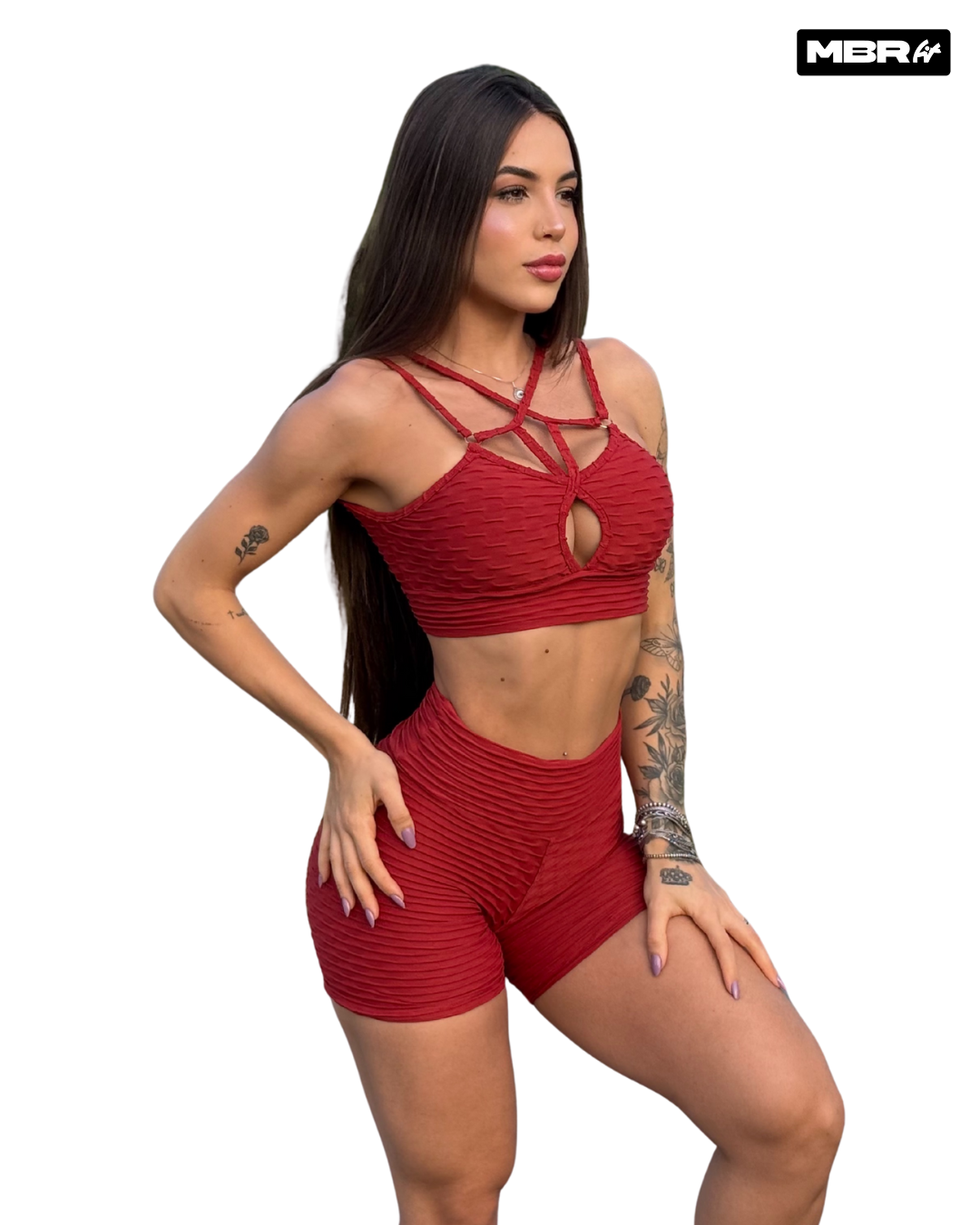 SET CORTO BROCADO TOMATE (normal)