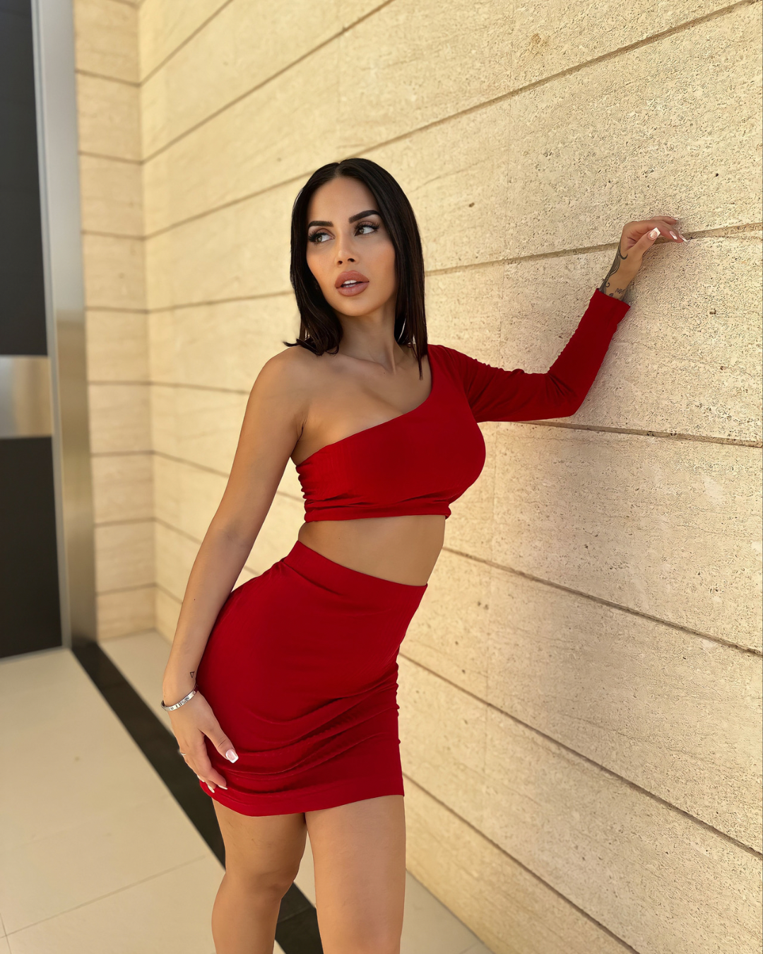SET RIBBED red