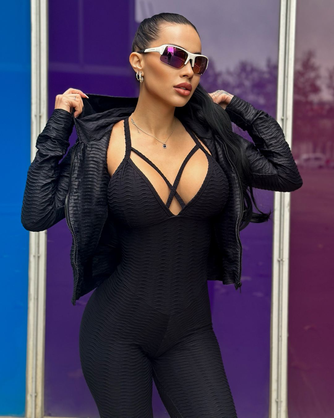 CHAQUETA ACESS ZIPPER SHINE NEGRO