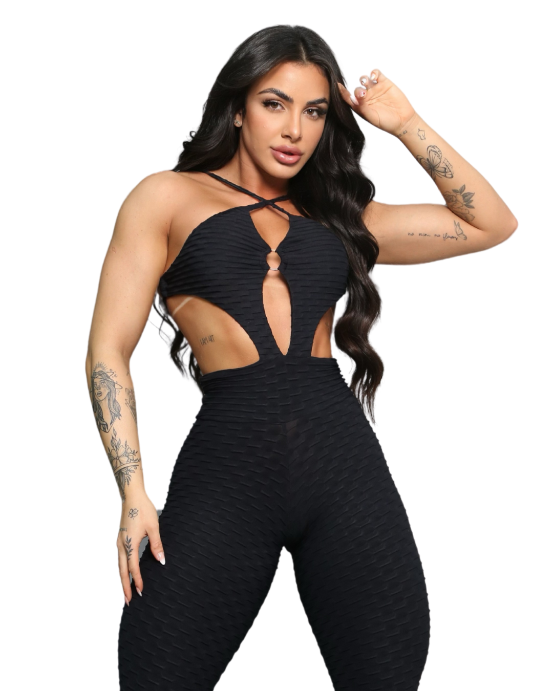 MONO LARGO BROCADO ARGOLA NEGRO (fruncido)