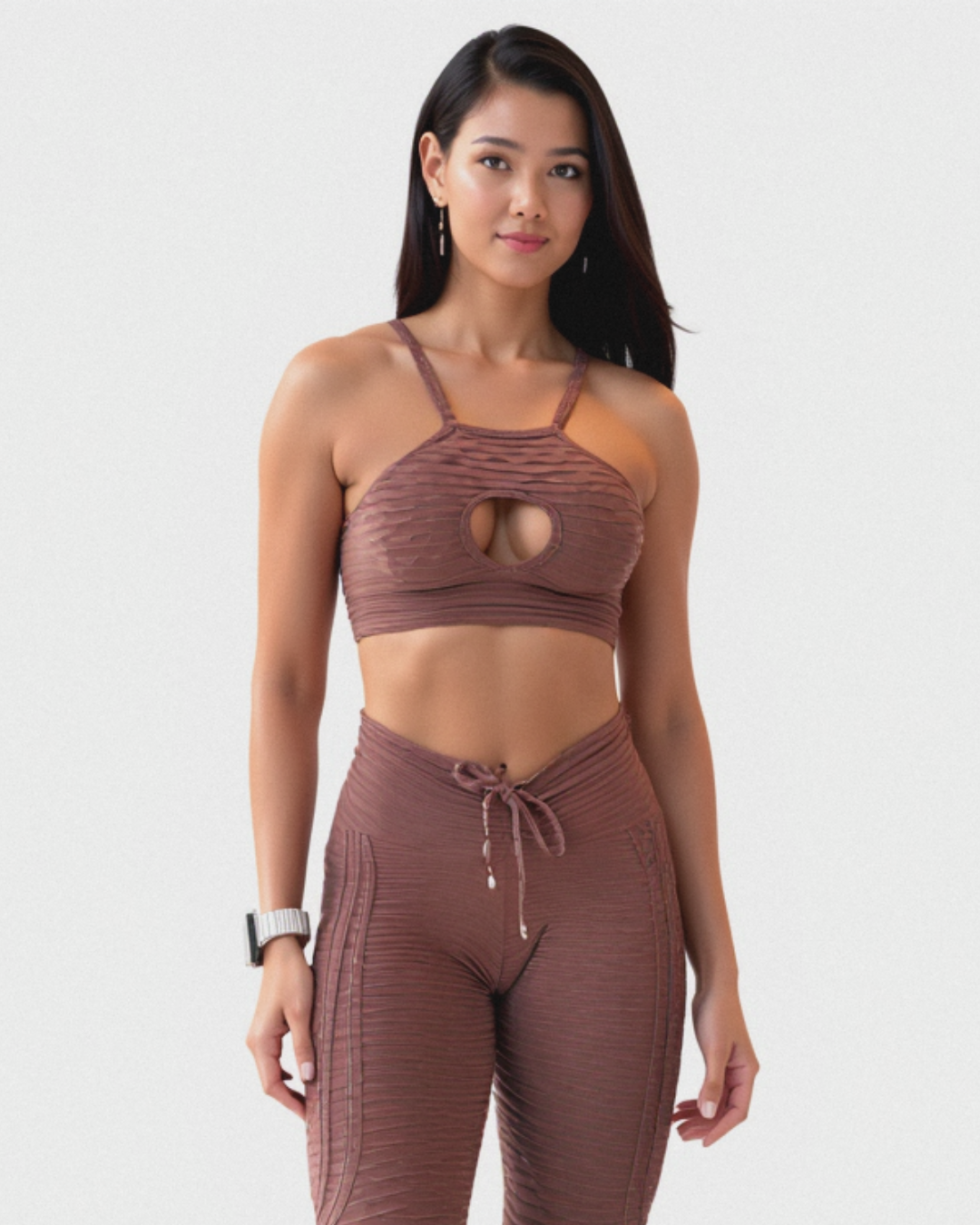 SET BROCADO LISTRAS MARRÓN (normal)