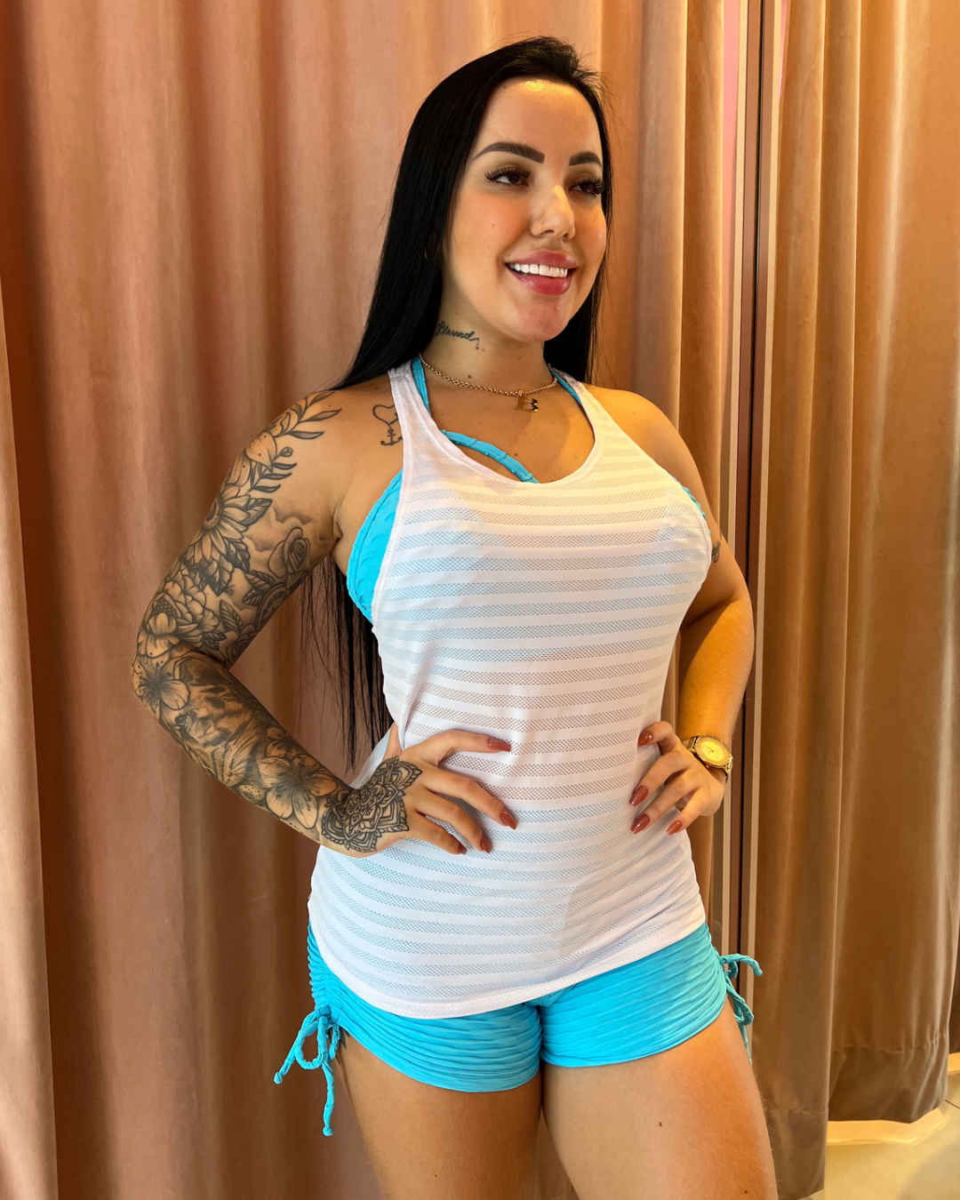 CAMISETA DRYFIT TRANSPARENCIAS BLANCA