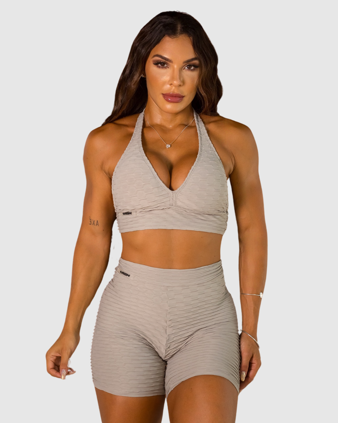 SET CORTO BROCADO GRINGA GRIS (fruncido)