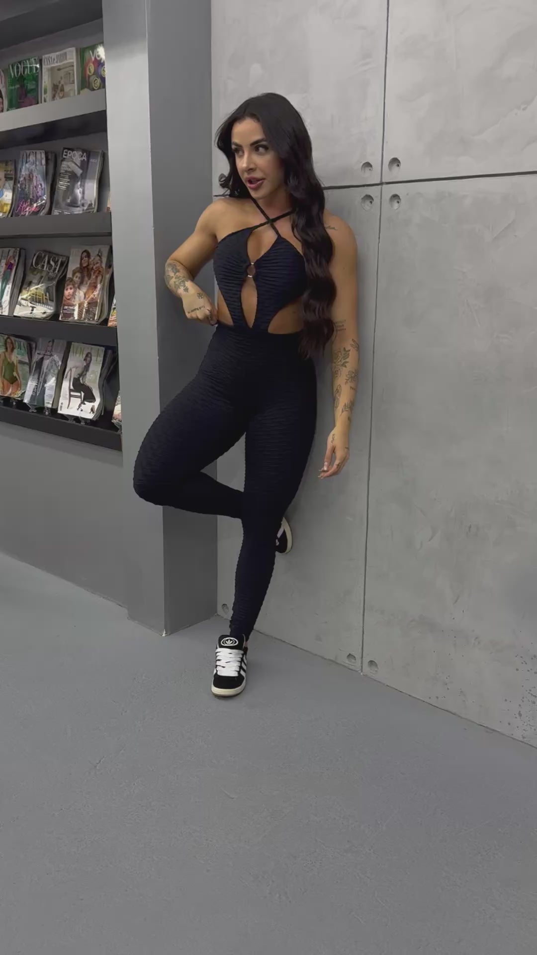 MONO LARGO BROCADO ARGOLA NEGRO (fruncido)