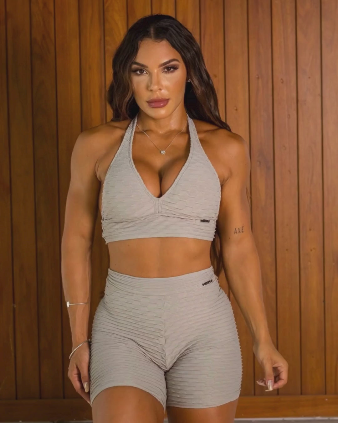 SET CORTO BROCADO GRINGA GRIS (fruncido)