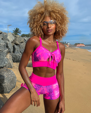 SHORT SET WITH BOW TIEDYE pink