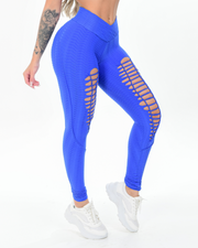 RIPPED BROCADE LEGGING royal 