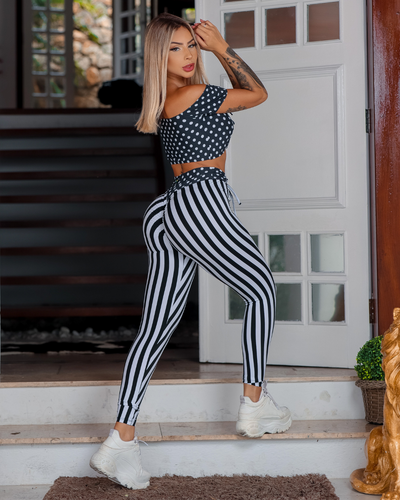 SET CIGANINHA LISTRAS BOLAS NEGRO (fruncido)