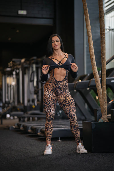 MONO LARGO MANGAS ONÇA DARK MARRÓN (regular)