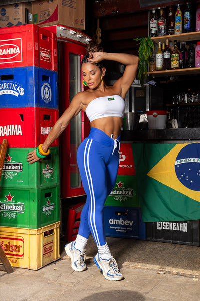 Conjunto tomara que caia azul blanco Brasil