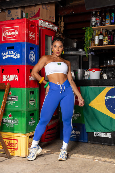 Conjunto tomara que caia azul blanco Brasil