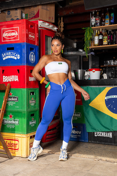 Conjunto tomara que caia azul blanco Brasil