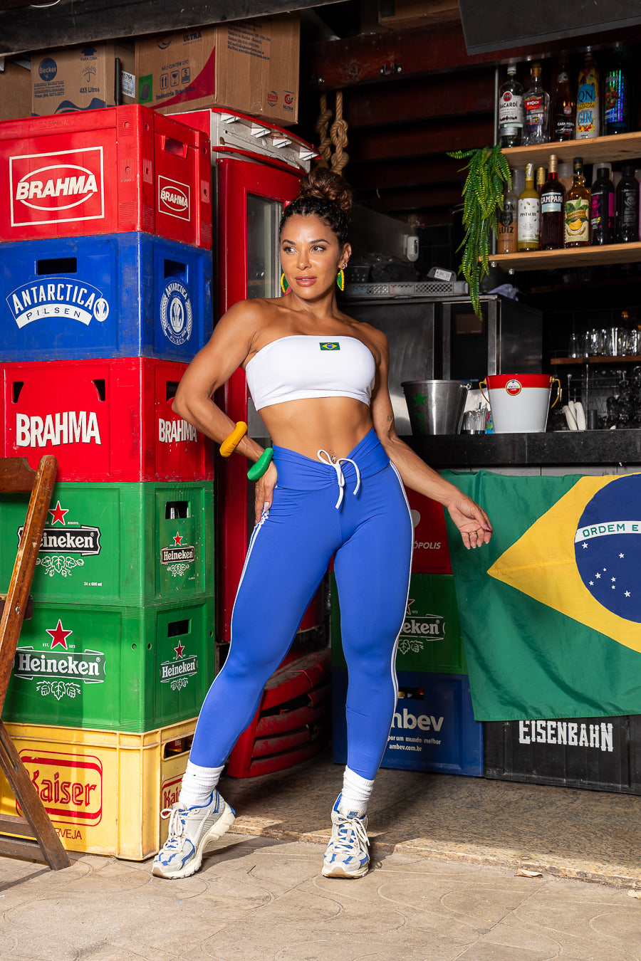Conjunto tomara que caia azul blanco Brasil