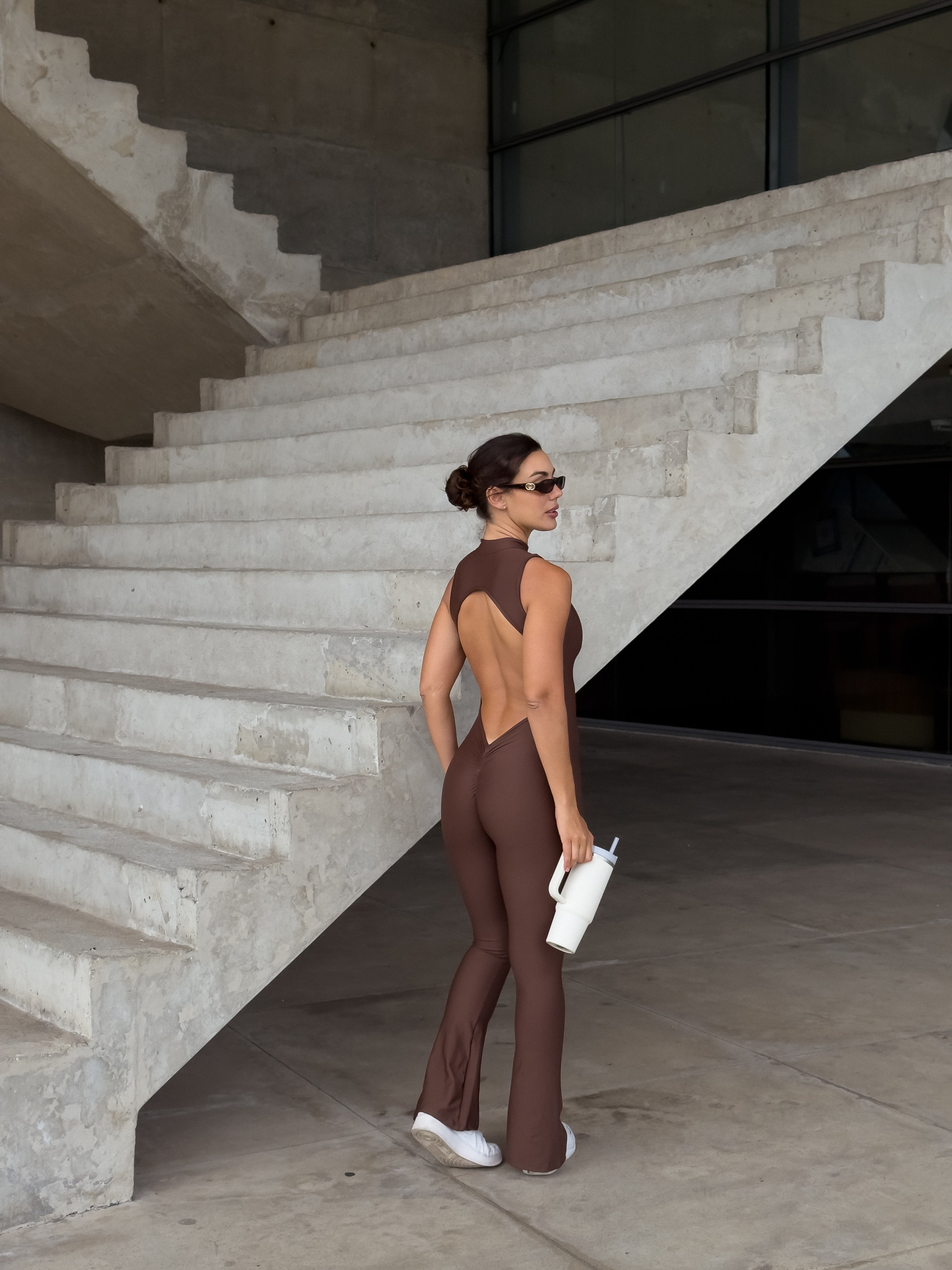 MONO LARGO ZIPPER BAILARINA MARRÓN (fruncido)