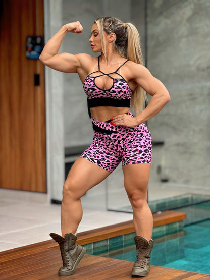 SET CORTO ONÇA ROSA (fruncido)