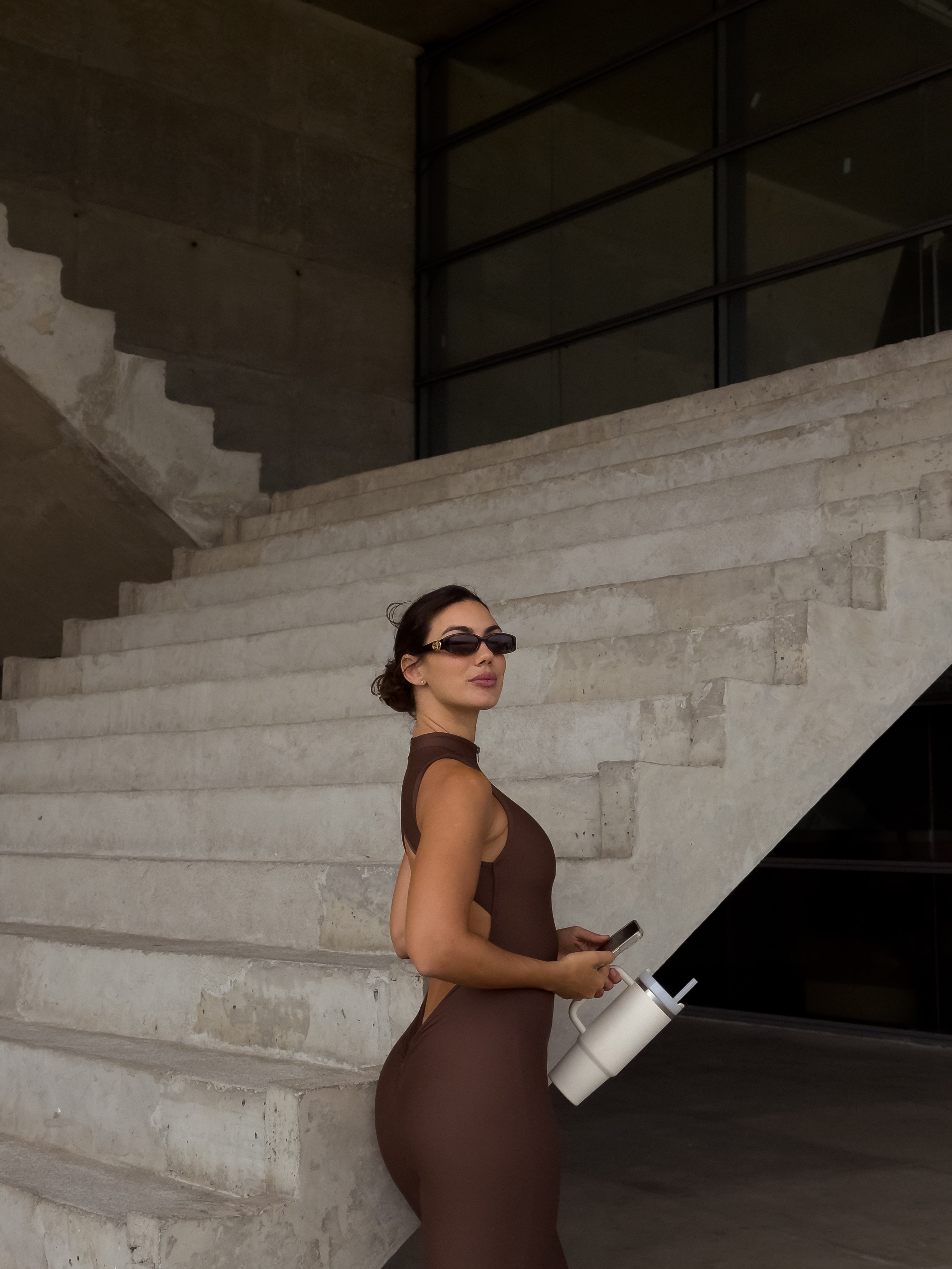 MONO LARGO ZIPPER BAILARINA MARRÓN (fruncido)