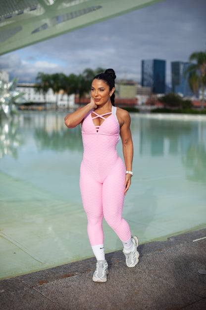 MONO LARGO BROCADO ELASTICO ROSA BB (fruncido)