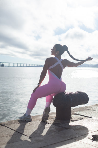 MONO LARGO BROCADO ELASTICO ROSA BB (fruncido)