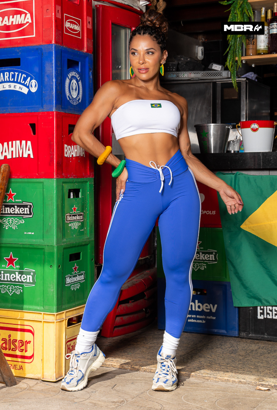 Conjunto tomara que caia azul blanco Brasil