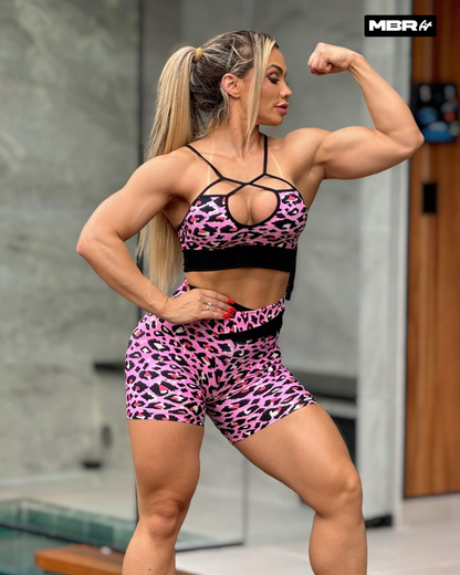 SET CORTO ONÇA ROSA (fruncido)