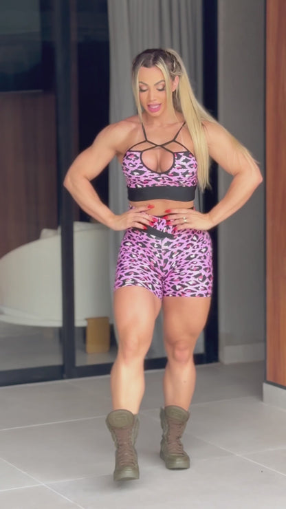 SET CORTO ONÇA ROSA (fruncido)